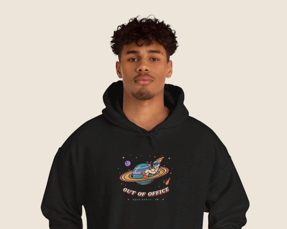 Out of Office on a hoodie